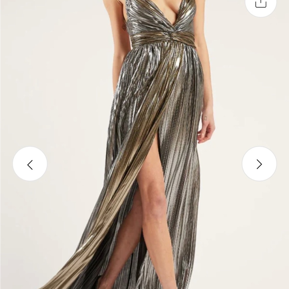 Sabina Musayev Metallic Gold and Silver Dress
